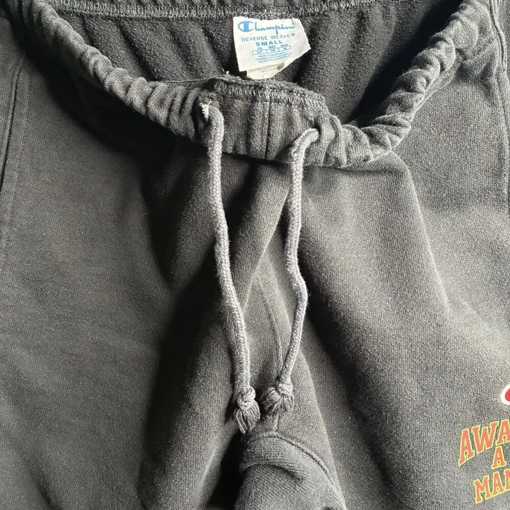 Champion x A Ma Maniere x Awake NY Sweatpants Black Size Small Drawstring